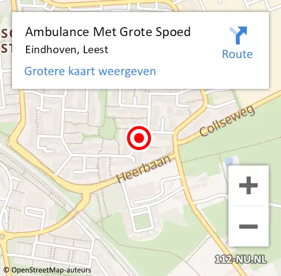 Locatie op kaart van de 112 melding: Ambulance Met Grote Spoed Naar Eindhoven, Leest op 9 september 2018 01:05