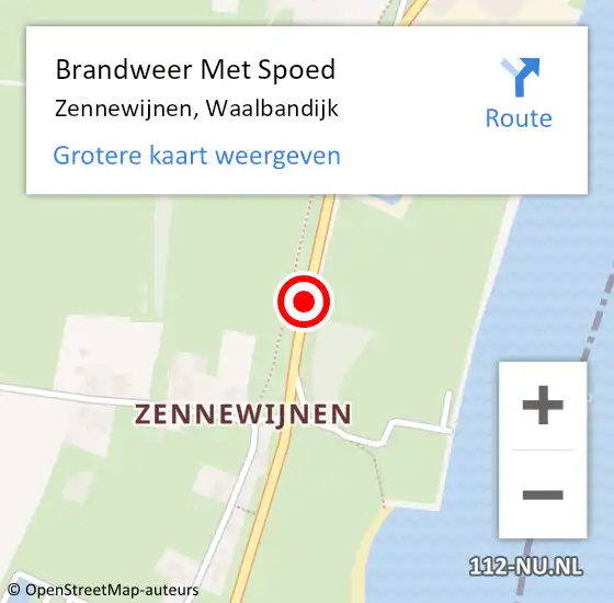 Locatie op kaart van de 112 melding: Brandweer Met Spoed Naar Zennewijnen, Waalbandijk op 9 september 2018 02:22