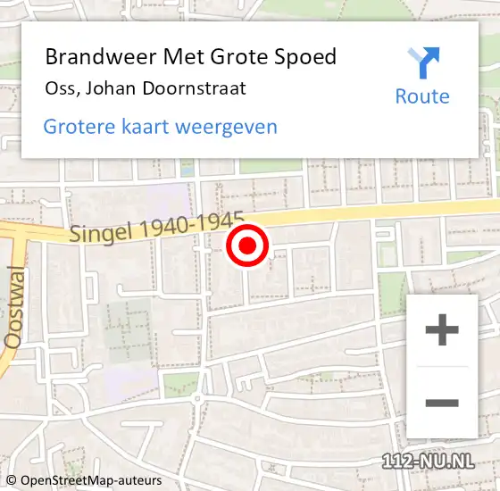 Locatie op kaart van de 112 melding: Brandweer Met Grote Spoed Naar Oss, Johan Doornstraat op 9 september 2018 02:56