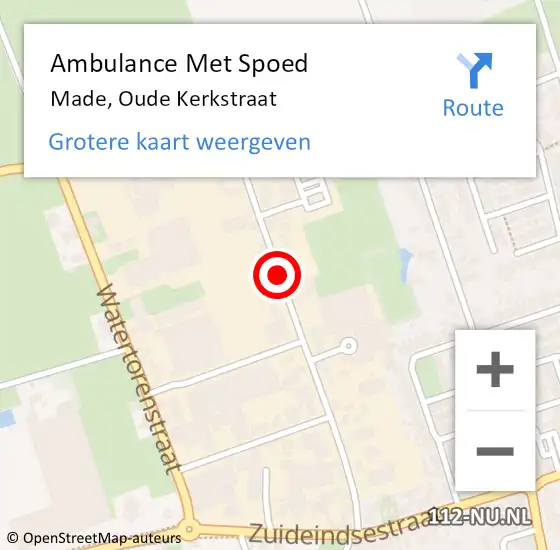 Locatie op kaart van de 112 melding: Ambulance Met Spoed Naar Made, Oude Kerkstraat op 9 september 2018 03:44