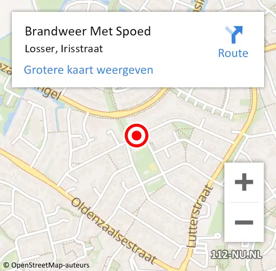 Locatie op kaart van de 112 melding: Brandweer Met Spoed Naar Losser, Irisstraat op 9 september 2018 03:58