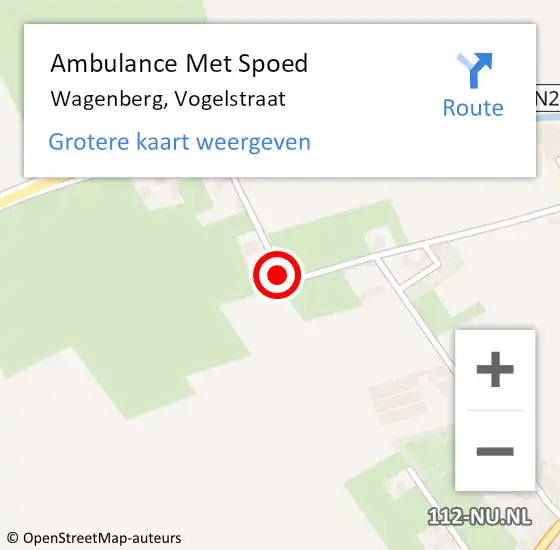 Locatie op kaart van de 112 melding: Ambulance Met Spoed Naar Wagenberg, Vogelstraat op 9 september 2018 04:23