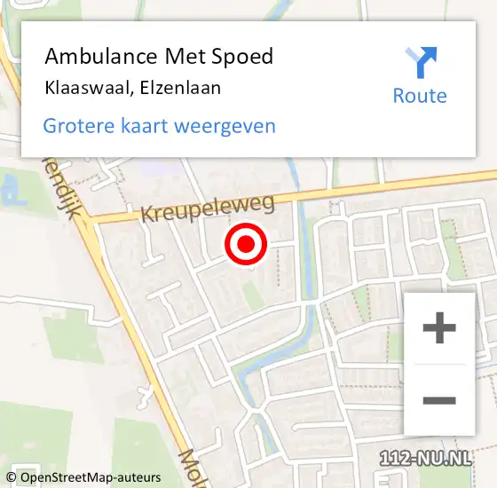 Locatie op kaart van de 112 melding: Ambulance Met Spoed Naar Klaaswaal, Elzenlaan op 9 september 2018 07:00