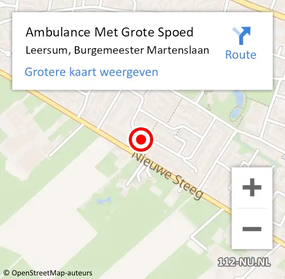 Locatie op kaart van de 112 melding: Ambulance Met Grote Spoed Naar Leersum, Burgemeester Martenslaan op 9 september 2018 07:10