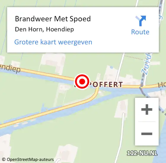 Locatie op kaart van de 112 melding: Brandweer Met Spoed Naar Den Horn, Hoendiep op 9 september 2018 07:17