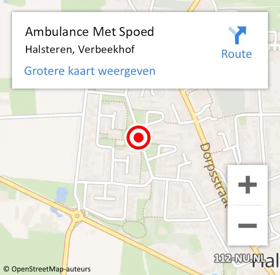 Locatie op kaart van de 112 melding: Ambulance Met Spoed Naar Halsteren, Verbeekhof op 9 september 2018 07:41