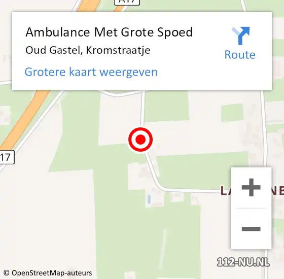 Locatie op kaart van de 112 melding: Ambulance Met Grote Spoed Naar Oud Gastel, Kromstraatje op 9 september 2018 07:45