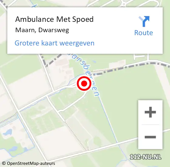 Locatie op kaart van de 112 melding: Ambulance Met Spoed Naar Maarn, Dwarsweg op 9 september 2018 09:16