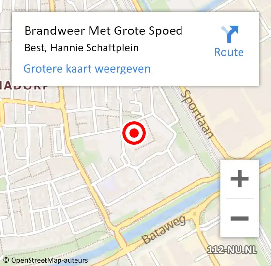 Locatie op kaart van de 112 melding: Brandweer Met Grote Spoed Naar Best, Hannie Schaftplein op 9 september 2018 09:40