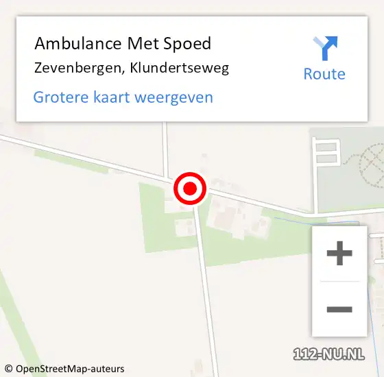 Locatie op kaart van de 112 melding: Ambulance Met Spoed Naar Zevenbergen, Klundertseweg op 9 september 2018 09:42