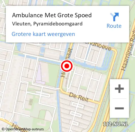 Locatie op kaart van de 112 melding: Ambulance Met Grote Spoed Naar Vleuten, Pyramideboomgaard op 9 september 2018 09:46