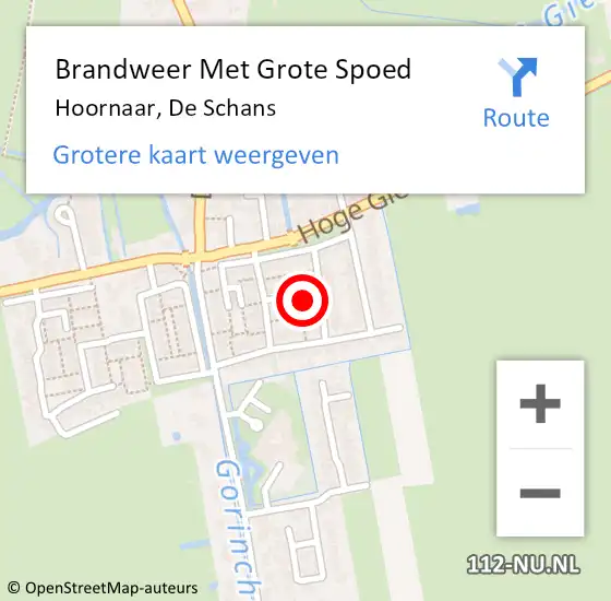 Locatie op kaart van de 112 melding: Brandweer Met Grote Spoed Naar Hoornaar, De Schans op 9 september 2018 10:14