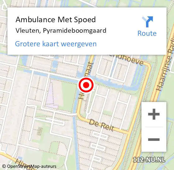 Locatie op kaart van de 112 melding: Ambulance Met Spoed Naar Vleuten, Pyramideboomgaard op 9 september 2018 10:17