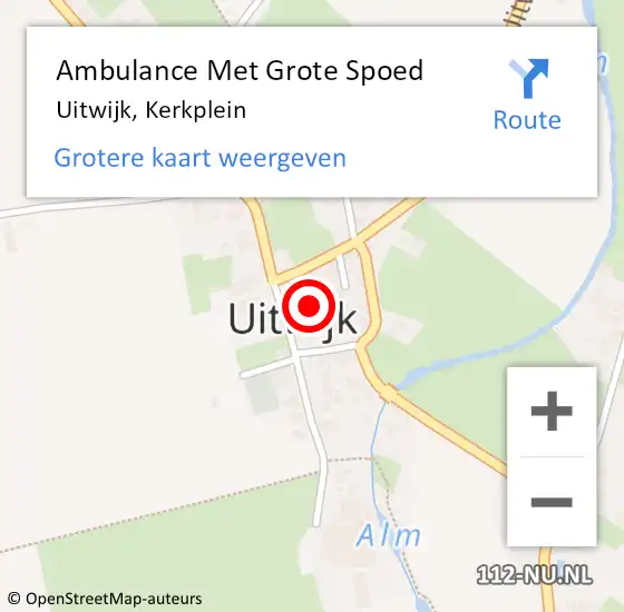 Locatie op kaart van de 112 melding: Ambulance Met Grote Spoed Naar Uitwijk, Kerkplein op 9 september 2018 10:46