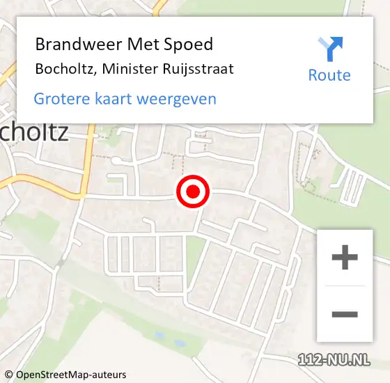 Locatie op kaart van de 112 melding: Brandweer Met Spoed Naar Bocholtz, Minister Ruijsstraat op 9 september 2018 10:55