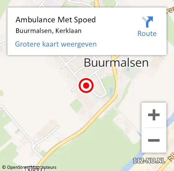 Locatie op kaart van de 112 melding: Ambulance Met Spoed Naar Buurmalsen, Kerklaan op 9 september 2018 11:14