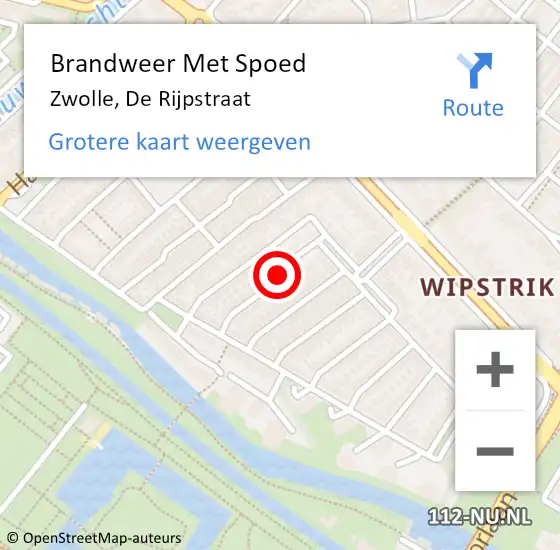 Locatie op kaart van de 112 melding: Brandweer Met Spoed Naar Zwolle, De Rijpstraat op 9 september 2018 11:26