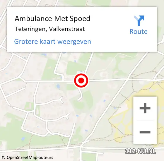 Locatie op kaart van de 112 melding: Ambulance Met Spoed Naar Teteringen, Valkenstraat op 9 september 2018 11:29