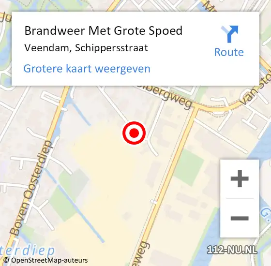 Locatie op kaart van de 112 melding: Brandweer Met Grote Spoed Naar Veendam, Schippersstraat op 9 september 2018 12:01