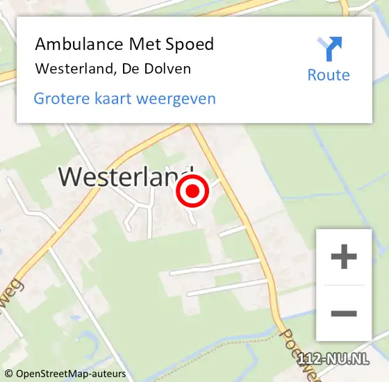 Locatie op kaart van de 112 melding: Ambulance Met Spoed Naar Westerland, De Dolven op 9 september 2018 12:15