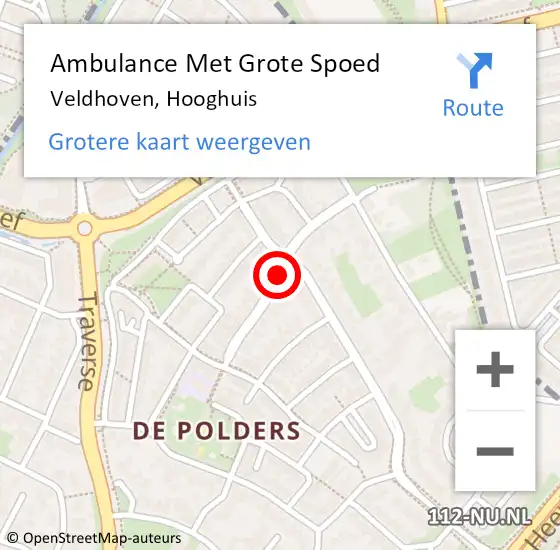 Locatie op kaart van de 112 melding: Ambulance Met Grote Spoed Naar Veldhoven, Hooghuis op 9 september 2018 12:22