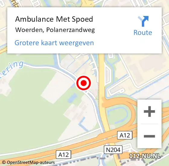 Locatie op kaart van de 112 melding: Ambulance Met Spoed Naar Woerden, Polanerzandweg op 9 september 2018 12:54