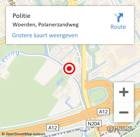 Locatie op kaart van de 112 melding: Politie Woerden, Polanerzandweg op 9 september 2018 12:56