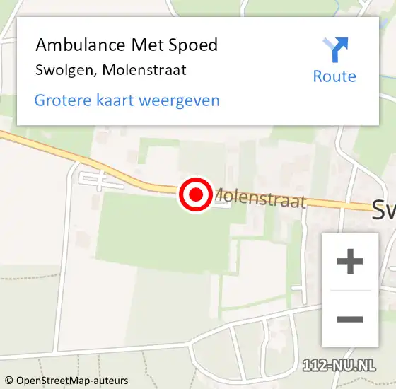 Locatie op kaart van de 112 melding: Ambulance Met Spoed Naar Swolgen, Molenstraat op 9 september 2018 13:11