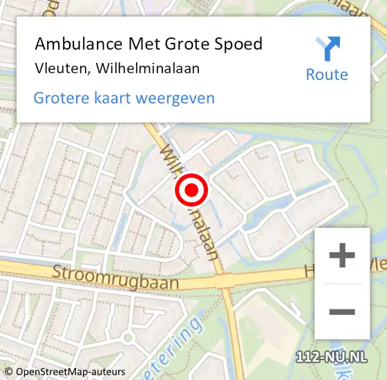 Locatie op kaart van de 112 melding: Ambulance Met Grote Spoed Naar Vleuten, Wilhelminalaan op 9 september 2018 13:29