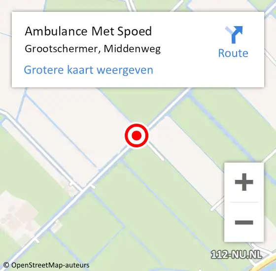 Locatie op kaart van de 112 melding: Ambulance Met Spoed Naar Grootschermer, Middenweg op 9 september 2018 13:50