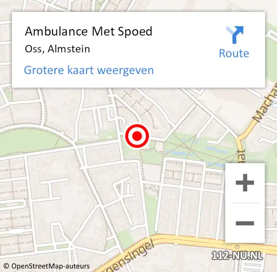 Locatie op kaart van de 112 melding: Ambulance Met Spoed Naar Oss, Almstein op 9 september 2018 14:04