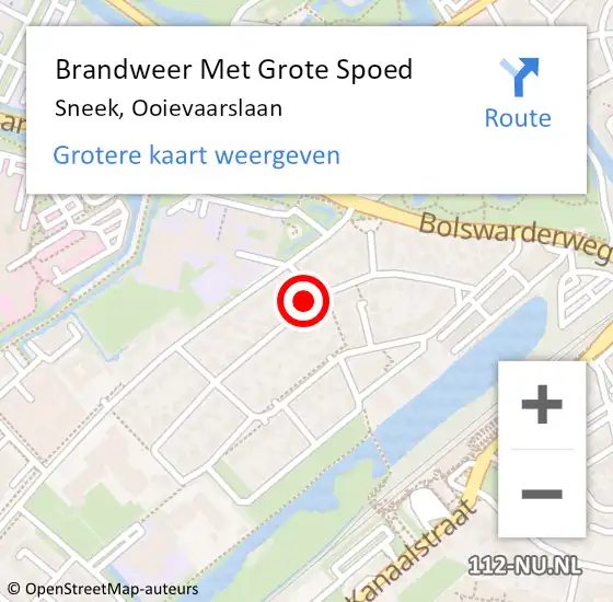 Locatie op kaart van de 112 melding: Brandweer Met Grote Spoed Naar Sneek, Ooievaarslaan op 9 september 2018 14:12