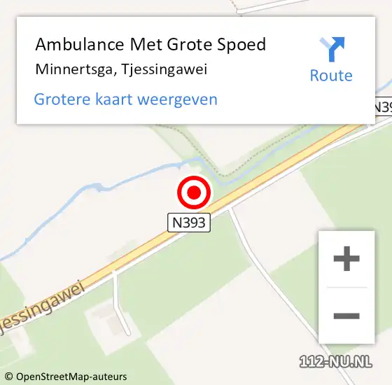Locatie op kaart van de 112 melding: Ambulance Met Grote Spoed Naar Minnertsga, Tjessingawei op 8 maart 2014 15:10