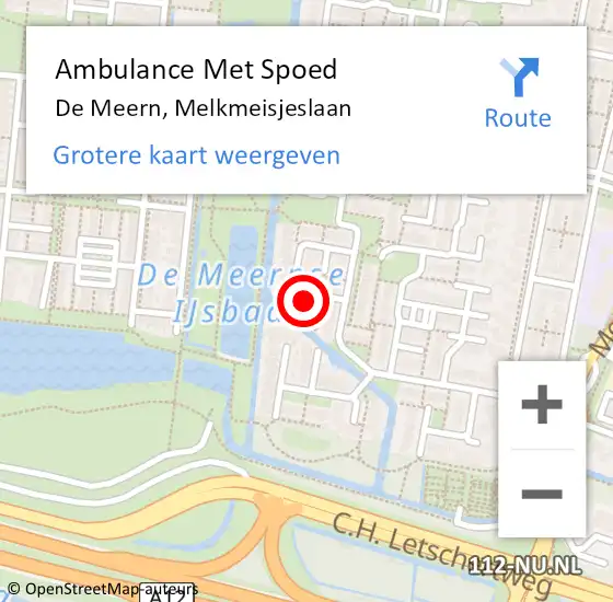 Locatie op kaart van de 112 melding: Ambulance Met Spoed Naar De Meern, Melkmeisjeslaan op 9 september 2018 15:08