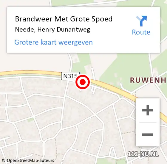 Locatie op kaart van de 112 melding: Brandweer Met Grote Spoed Naar Neede, Henry Dunantweg op 8 maart 2014 15:13