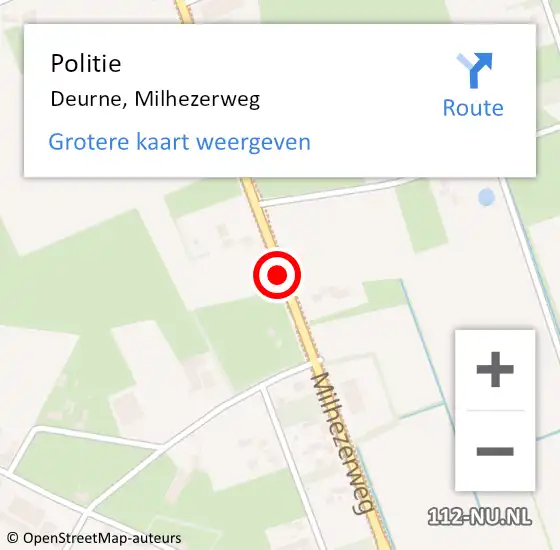 Locatie op kaart van de 112 melding: Politie Deurne, Milhezerweg op 9 september 2018 15:20