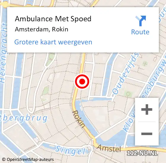 Locatie op kaart van de 112 melding: Ambulance Met Spoed Naar Amsterdam, Rokin op 9 september 2018 15:21