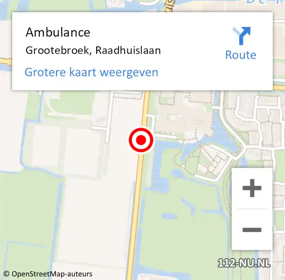 Locatie op kaart van de 112 melding: Ambulance Grootebroek, Raadhuislaan op 9 september 2018 15:28