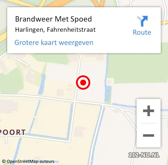 Locatie op kaart van de 112 melding: Brandweer Met Spoed Naar Harlingen, Fahrenheitstraat op 9 september 2018 16:06