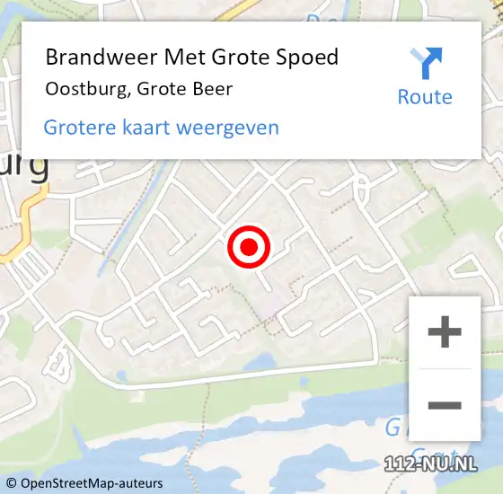 Locatie op kaart van de 112 melding: Brandweer Met Grote Spoed Naar Oostburg, Grote Beer op 9 september 2018 16:37