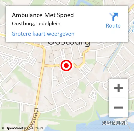 Locatie op kaart van de 112 melding: Ambulance Met Spoed Naar Oostburg, Ledelplein op 9 september 2018 17:00