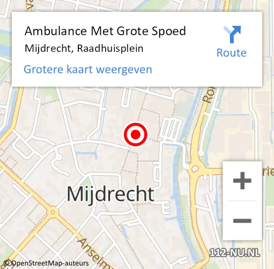 Locatie op kaart van de 112 melding: Ambulance Met Grote Spoed Naar Mijdrecht, Raadhuisplein op 9 september 2018 18:07