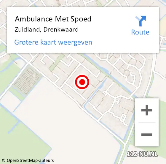 Locatie op kaart van de 112 melding: Ambulance Met Spoed Naar Zuidland, Drenkwaard op 9 september 2018 18:07