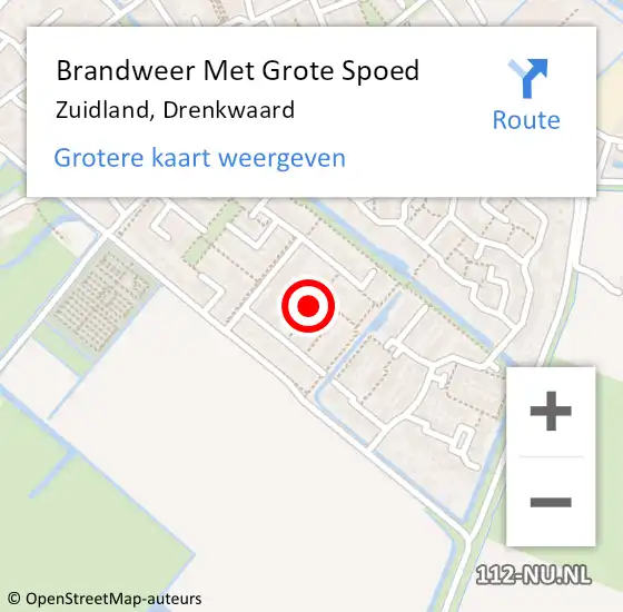 Locatie op kaart van de 112 melding: Brandweer Met Grote Spoed Naar Zuidland, Drenkwaard op 9 september 2018 18:21