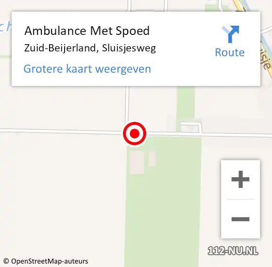 Locatie op kaart van de 112 melding: Ambulance Met Spoed Naar Zuid-Beijerland, Sluisjesweg op 9 september 2018 18:29