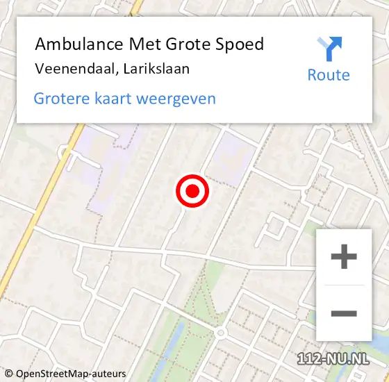 Locatie op kaart van de 112 melding: Ambulance Met Grote Spoed Naar Veenendaal, Larikslaan op 9 september 2018 18:39