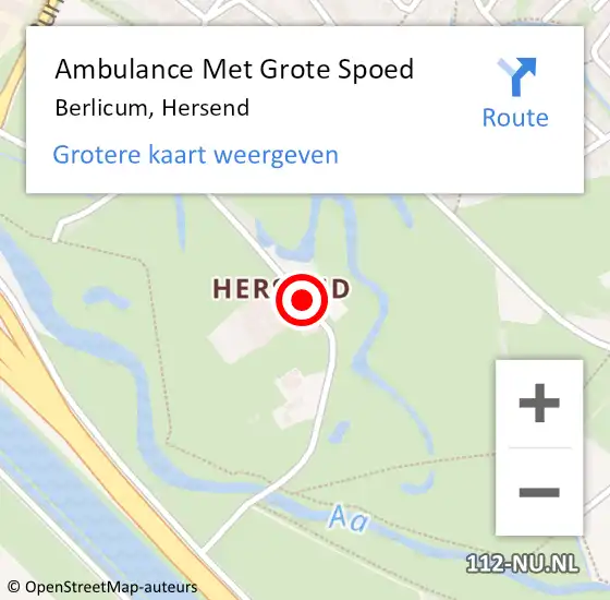 Locatie op kaart van de 112 melding: Ambulance Met Grote Spoed Naar Berlicum, Hersend op 9 september 2018 19:01