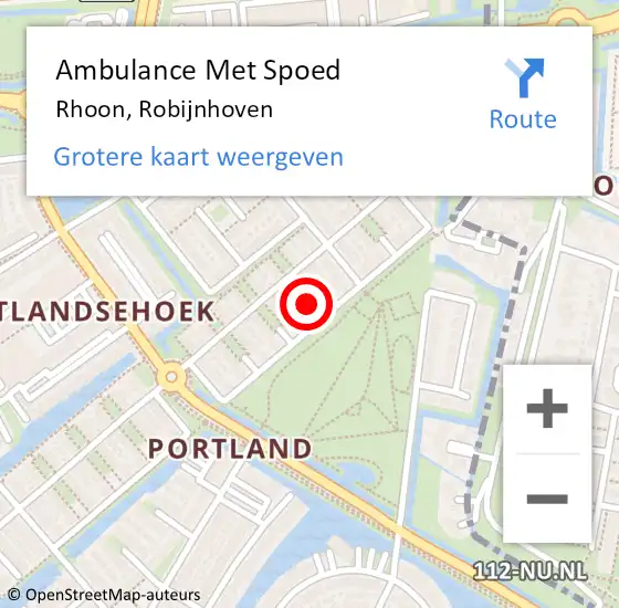 Locatie op kaart van de 112 melding: Ambulance Met Spoed Naar Rhoon, Robijnhoven op 9 september 2018 19:09