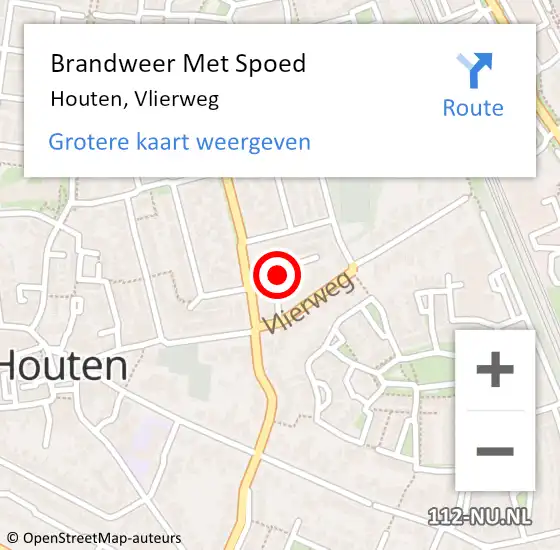 Locatie op kaart van de 112 melding: Brandweer Met Spoed Naar Houten, Vlierweg op 9 september 2018 19:26