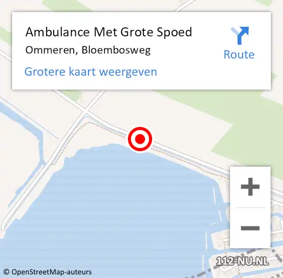 Locatie op kaart van de 112 melding: Ambulance Met Grote Spoed Naar Ommeren, Bloembosweg op 9 september 2018 19:31